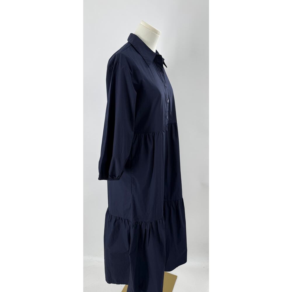 Quince 100% Organic Blue Cotton Poplin Midi Tunic Dress XS NWT Navy Shirtdress - Picture 3 of 11